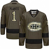 Glued Montreal Canadiens #1 Jacques Plante Green Salute to Service NHL Jersey,baseball caps,new era cap wholesale,wholesale hats